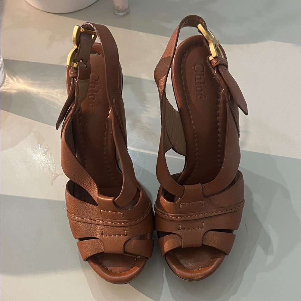 Chloe Tan Leather Women's Sandals